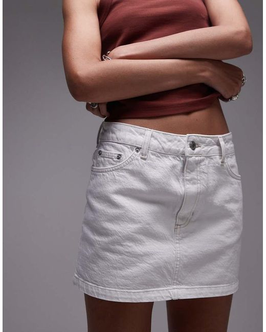 Minifalda Muy Corta Vaquera Blanca De TOPSHOP de color Brown