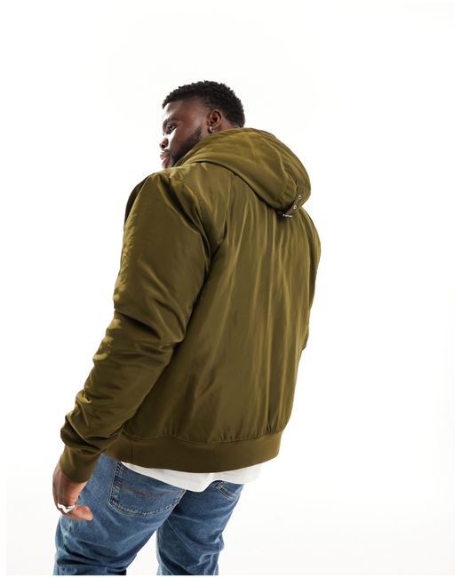 Le Breve Green Plus Bomber Jacket With Hood for men