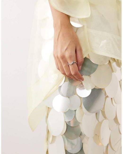 ARRANGE Natural Embellished Sequin Bandeau Maxi Dress With Overlayer