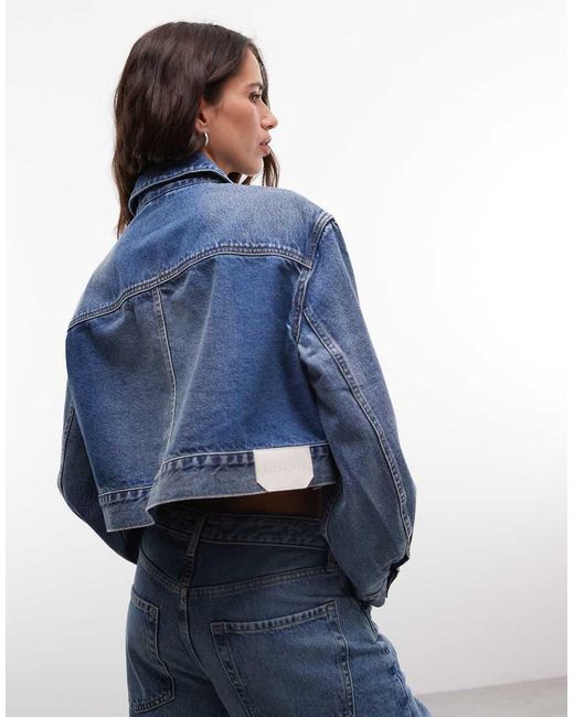 AllSaints Blue Blink Cropped Denim Jacket