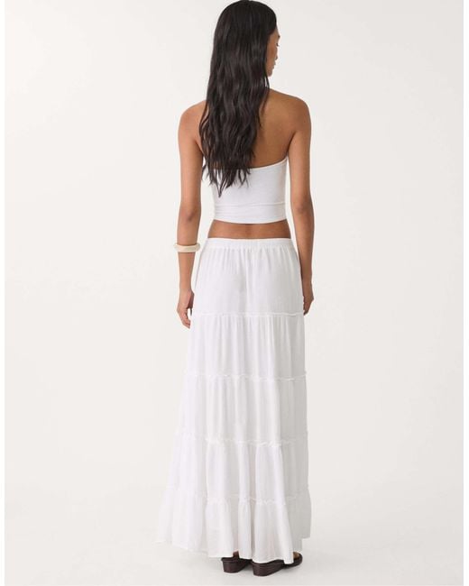 Stradivarius White – gestufter midirock