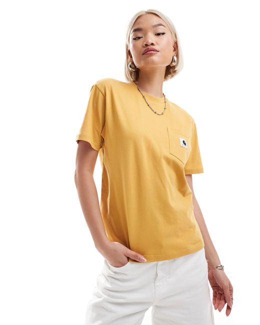 T-shirt gialla con tasca di Carhartt in Metallic