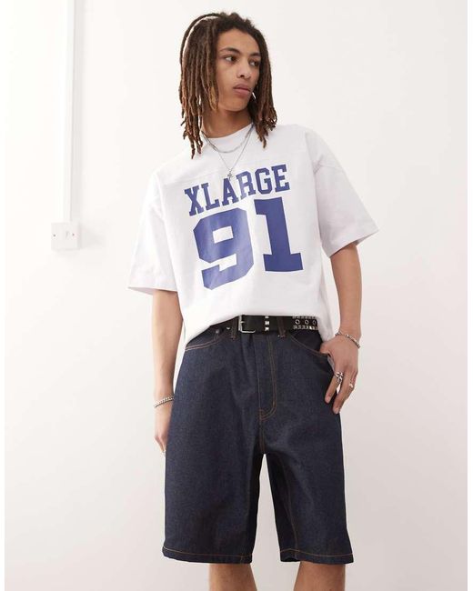 Xlarge Baggy Jorts Met Geborduurd Og-Logo Op De Achterkant En Spoeling in het White voor heren