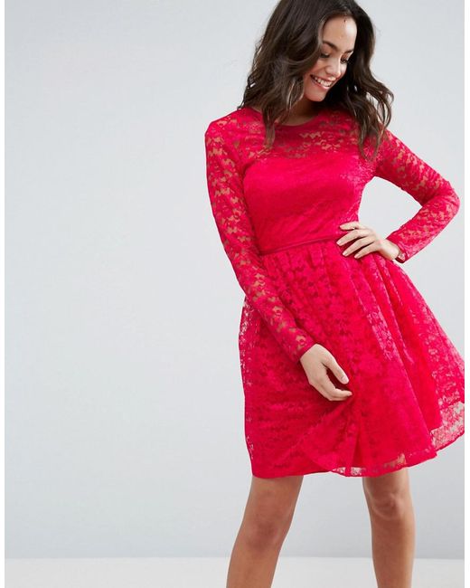 ASOS Pink Pretty Lace Mini Prom Dress