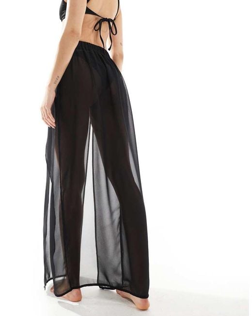 Threadbare Doorschijnende Maxi Strandrok in het Black