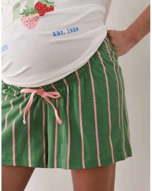 ASOS White Asos design maternity – pyjama mit oversize-t-shirt mit erdbeer-print und shorts