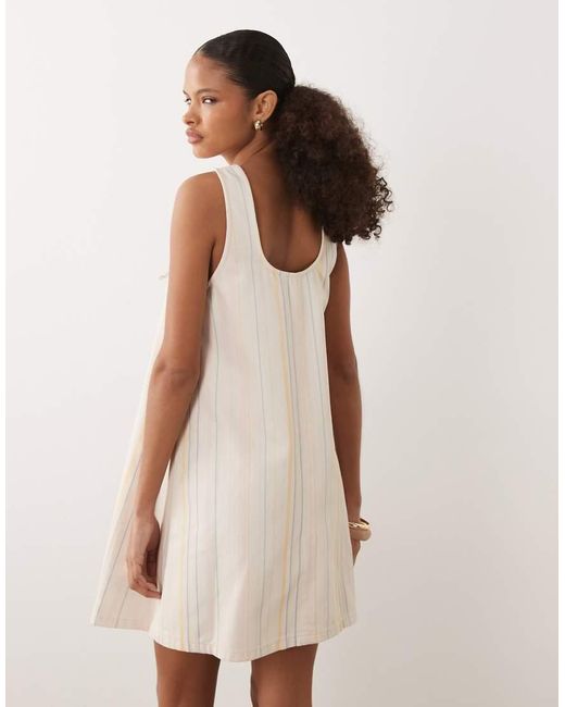 ASOS Natural Scoop Neck Tie Front Mini Dress
