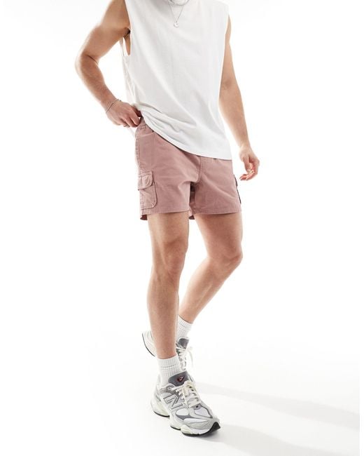 ASOS – schmal geschnittene cargo-shorts in Pink für Herren