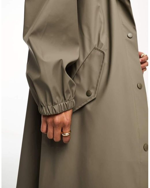 ASOS Natural Rubberised Rain Parka Coat