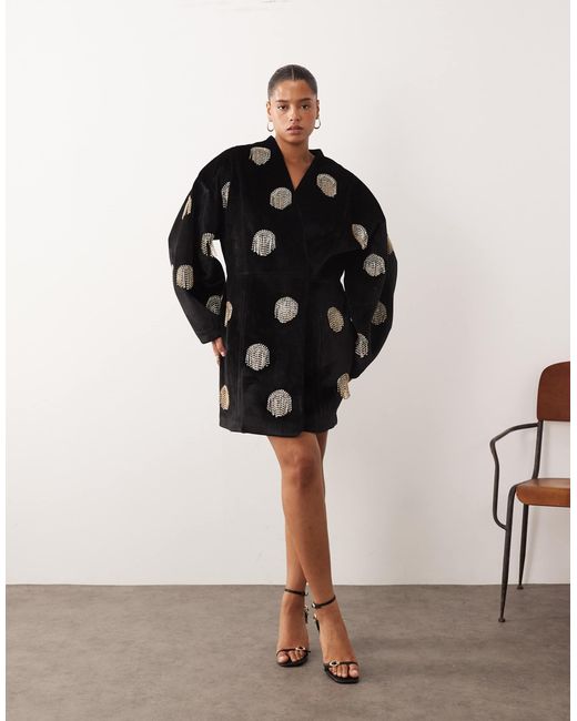 ARRANGE Black Curve – kurzes wickelkleid aus samt