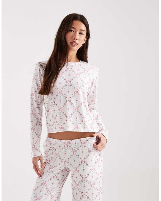Hollister White Scoop Neck Long Sleeve Pyjama Top Co-Ord