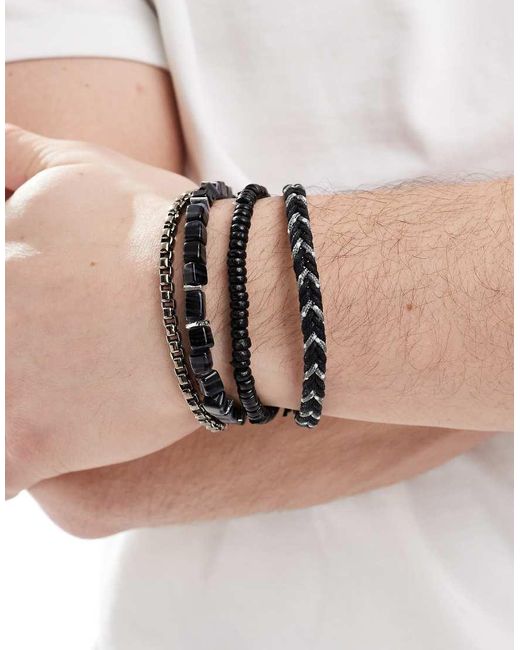 ASOS Set Van 4 Schakel- En Kralenarmbanden in het Blue voor heren