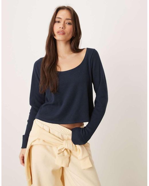 Hollister Blue Gilly Hicks Long Sleeve Waffle Top