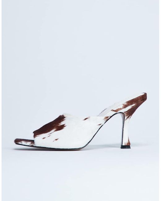 TOPSHOP White Fox Heeled Mule