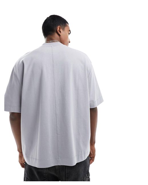 ASOS Gray Oversized T-shirt With Seam Detailing for men