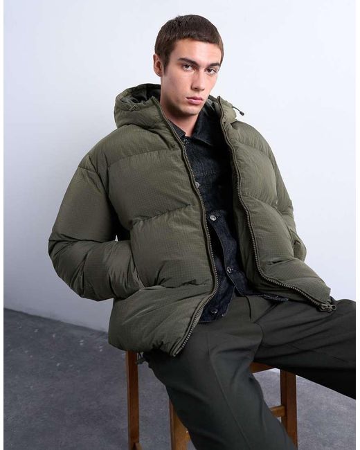 Topman Gray Textured Puffer Jacket for men