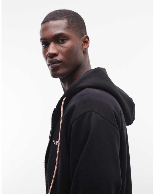 No Problemo Blue Mini Logo Zip Up Hoodie for men