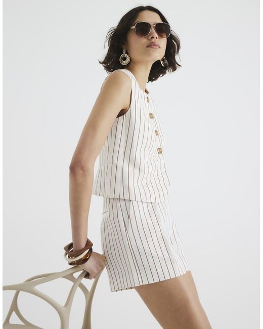 Pantaloncini Sartoriali Bianchi A Righe di River Island in White