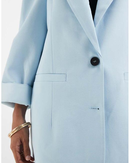 ASOS Blue Oversized Strong Shoulder Blazer