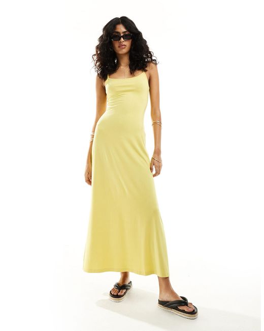 ASOS Yellow Scoop Back Strappy Maxi Dress
