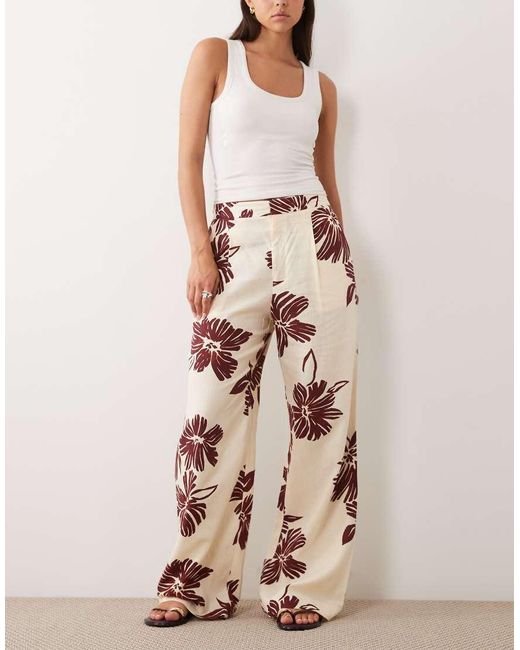 Mango Pink Cotton Mix Straight Trouser