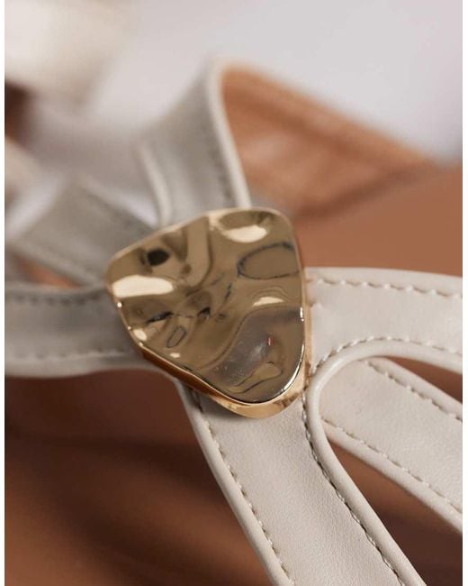 New Look White Cross Strap Metal Detail Sandals