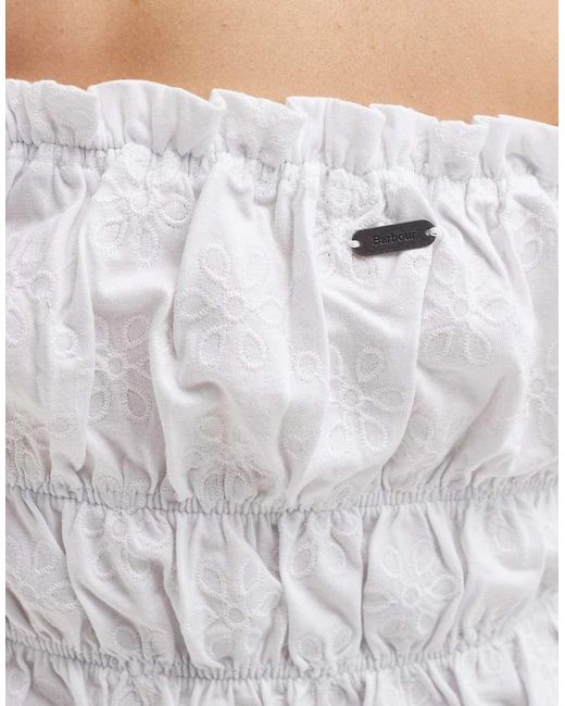 Barbour White Embroidered Jersey Top