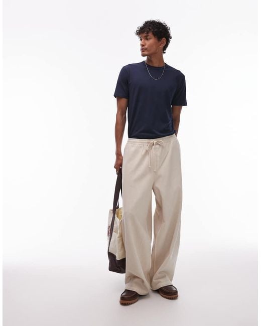 T-Shirt Leggera Vestibilità Classica di Topman in Blue da Uomo