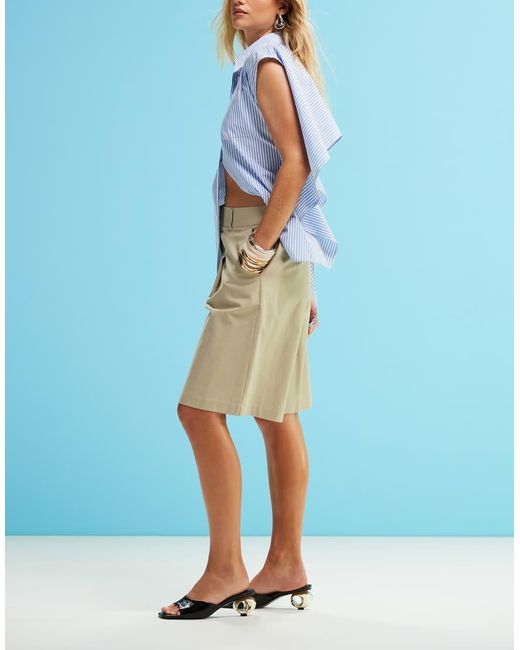 ASOS Blue Longline Pleat Front Safari Shorts