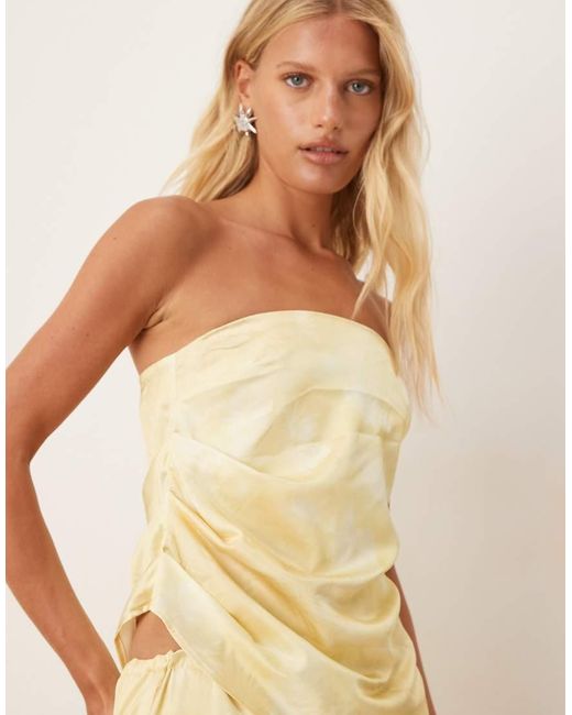 SNDY'S Natural Satin Bandeau Asymmetric Hem Top Co-ord