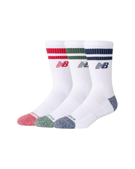 New Balance White Active Premium Stripe Crew Socks 3 Pack