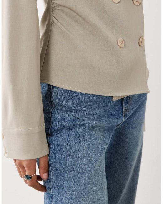 ASOS Natural Tailored Draped Lapel Military Pirate Shirt