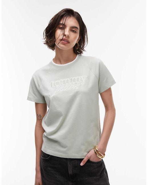 Tommy Hilfiger Gray Large Embroidered Logo T-shirt