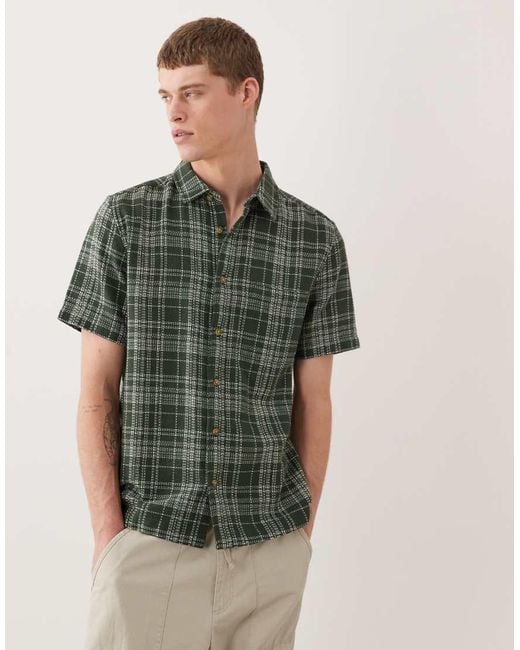 ASOS Green Regular Fit Textured Check Shirt for men