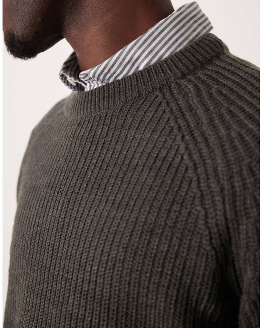 New Look Black Fisherman Crew Neck Jumper for men