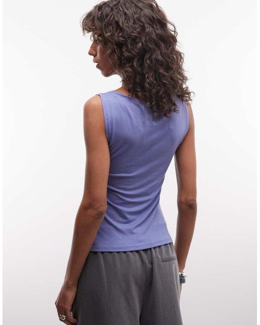 Weekday Purple Annie Super Soft Boat Neck Tank Top