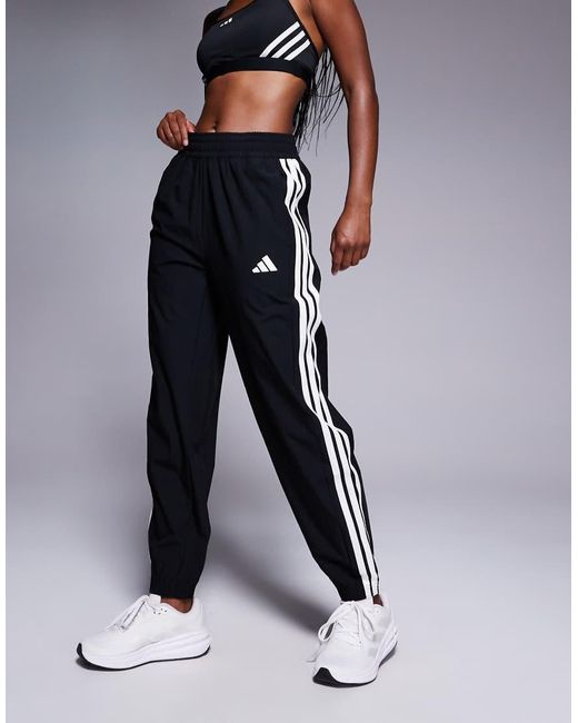 Adidas Originals Black Adidas Training 3 Stripe Woven joggers