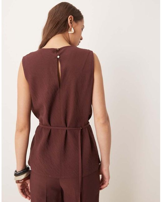 ASOS Purple Tailored Draped Top With Skinny Belt Co-ord