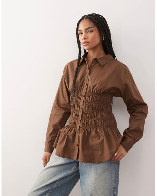 Collusion Brown – langärmliges oversize-hemd