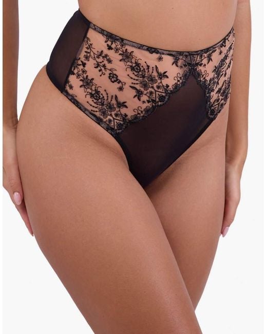 Playful Promises Brown Cassia Embroidery High Waist Thong