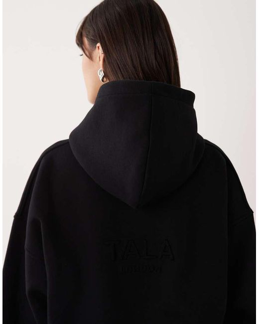 Tala Black Embossed Logo Hoodie