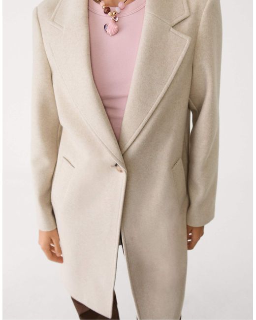 Stradivarius Natural – weicher midi-mantel