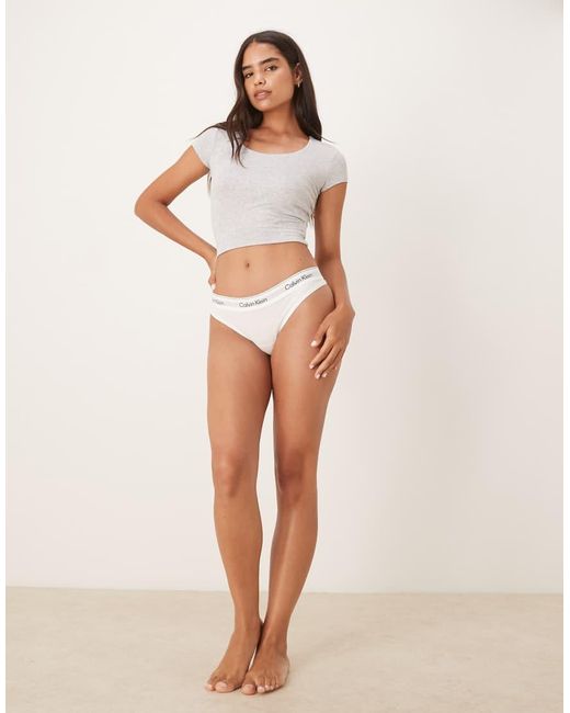 Calvin Klein White Icon Cotton Modal Thong