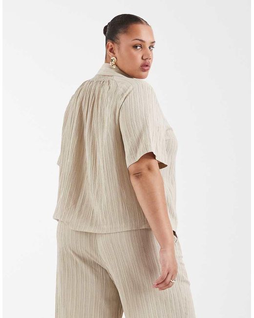 ONLY Natural Crinkled Textured Short Sleeve Shirt Co-Ord