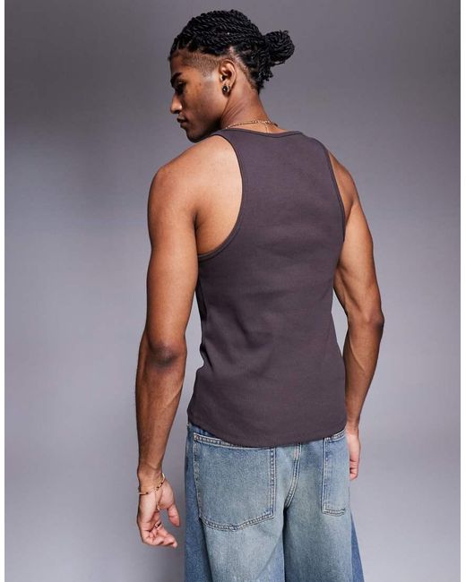 ASOS Gray Super Heavyweight Muscle Vest for men
