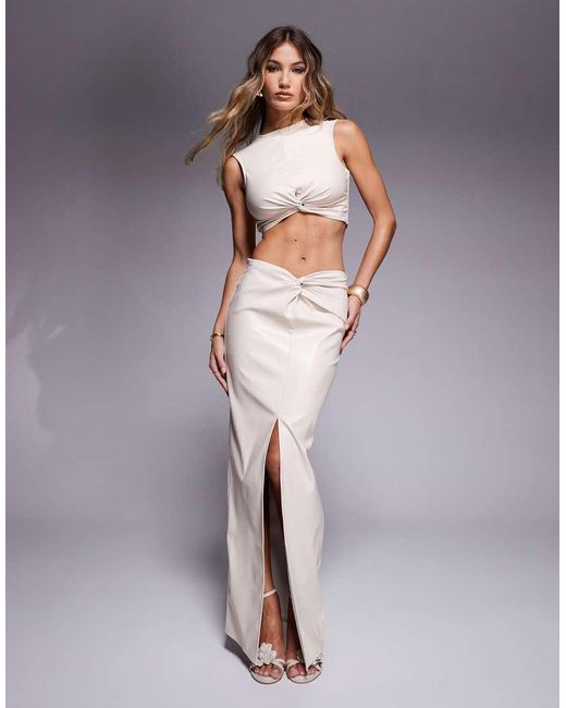 ASOS CoOrd Leather Look Knot Front Tank Top in White Lyst UK