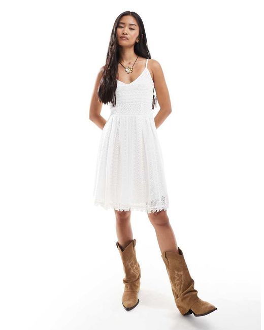 ONLY White Lace Detail Mini Dress
