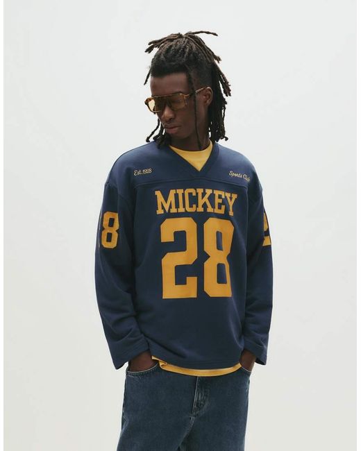 Pull&Bear Blue Mickey Mousse Football Sweatshirt for men
