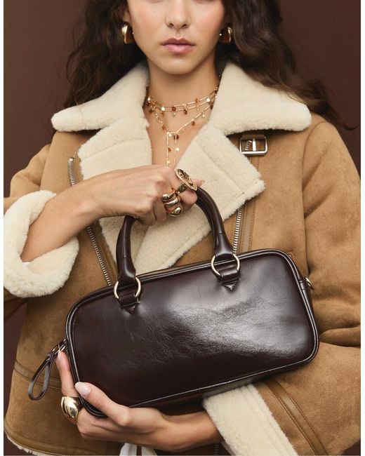 Stradivarius Brown – bowlingtasche zum umhängen aus kunstleder