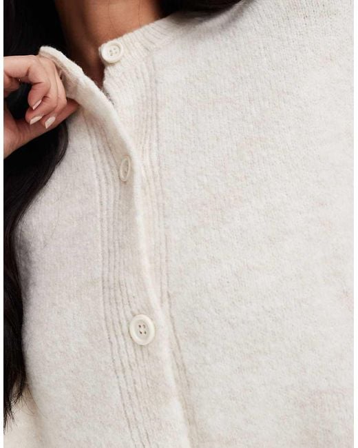 ASOS White Puff Sleeve Crew Neck Cardigan